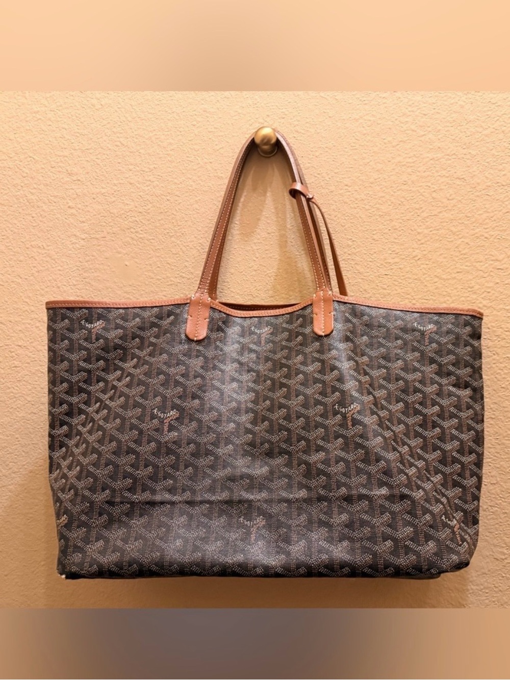 Goyard PM Tote Bag with Tan Leather Handles